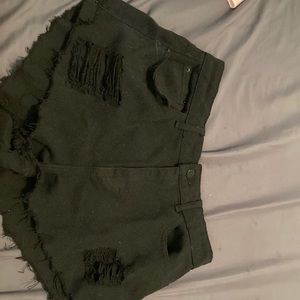 black jean shorts